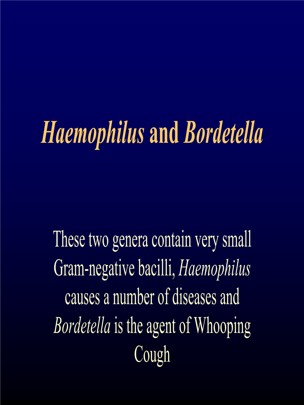 Haemophilus and Bordetella