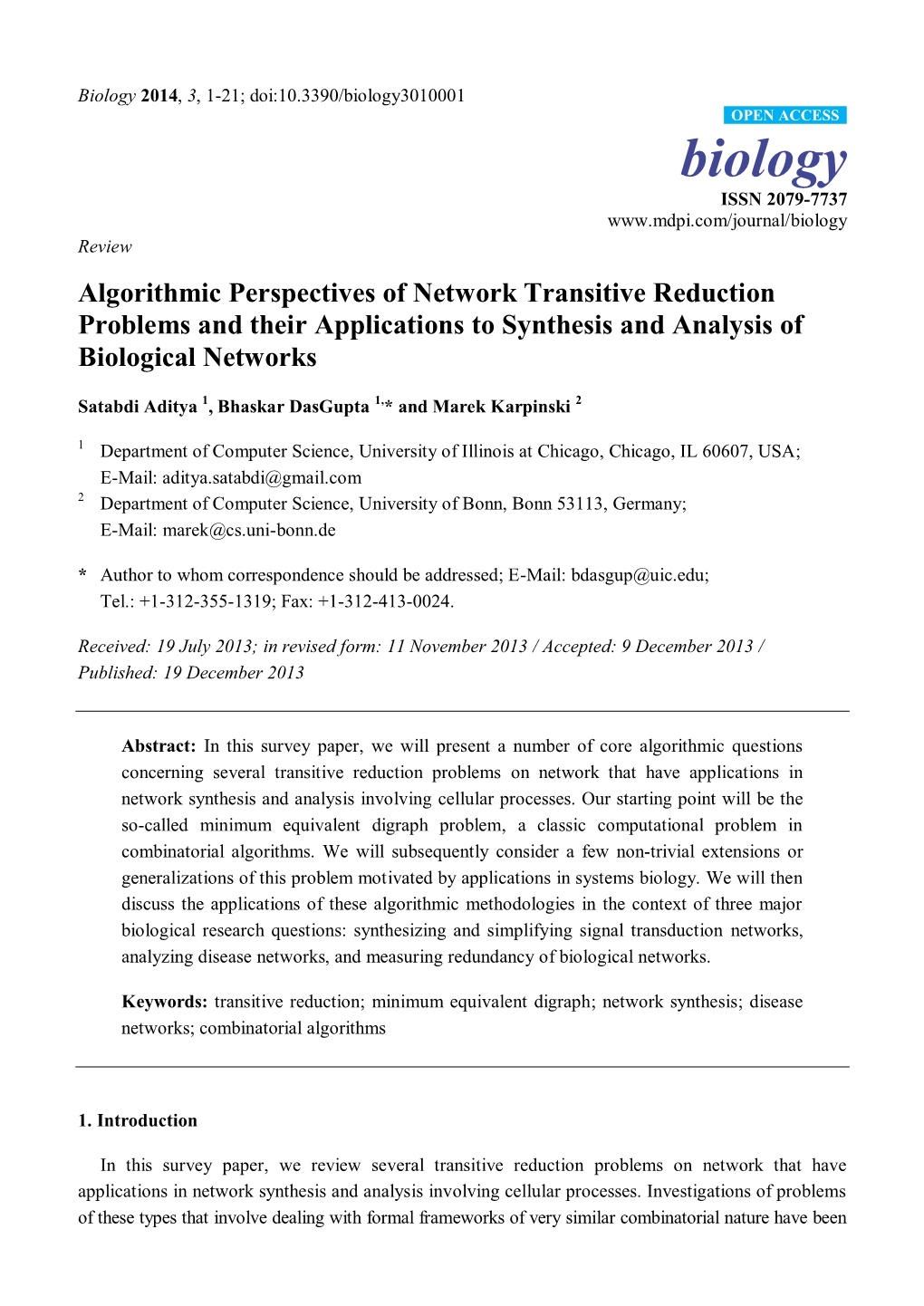 Algorithmic Perspectives of Network Transitive Reduction Problems and Their Applications to Synthesis and Analysis of Biological Networks