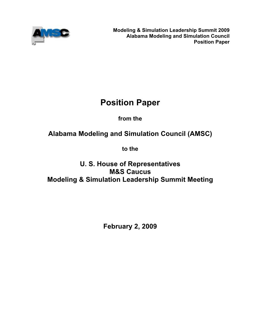AMSC Position Paper