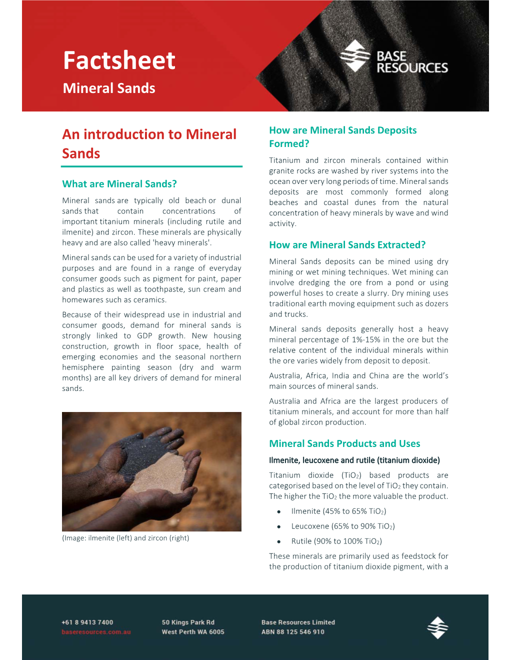 Factsheet Mineral Sands