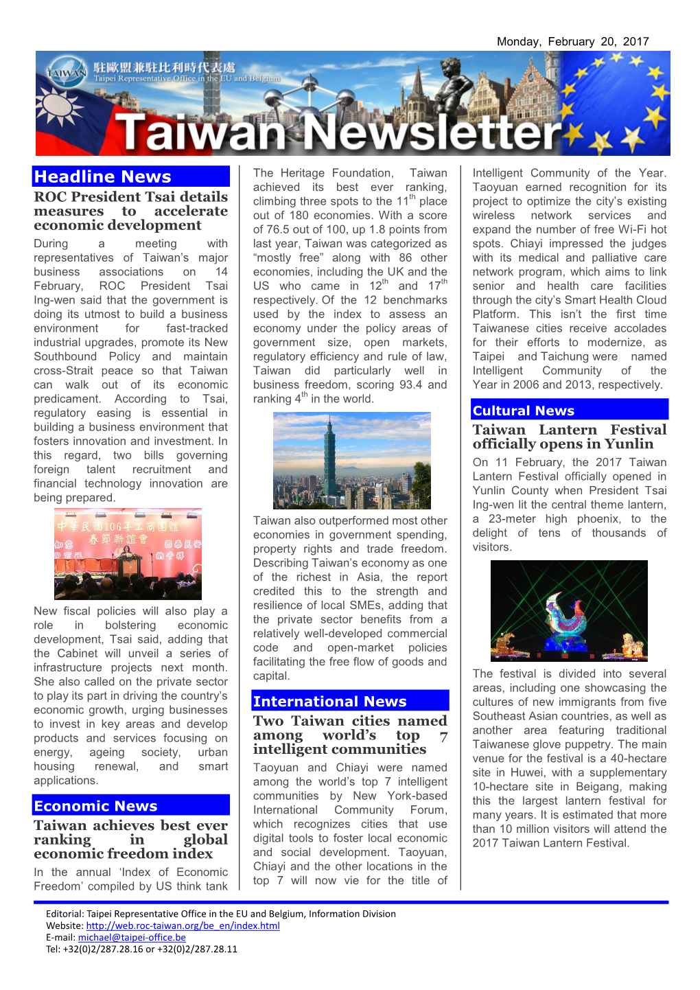 Headline News the Heritage Foundation, Taiwan Intelligent Community of the Year