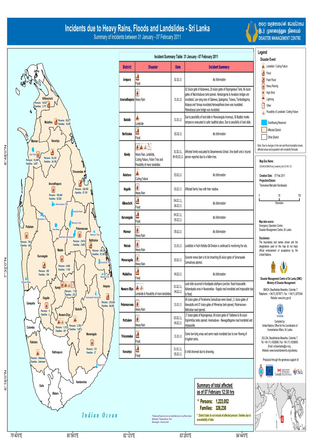 Floods Col Sitrep Incident Map 07Feb11 12.30Hrs