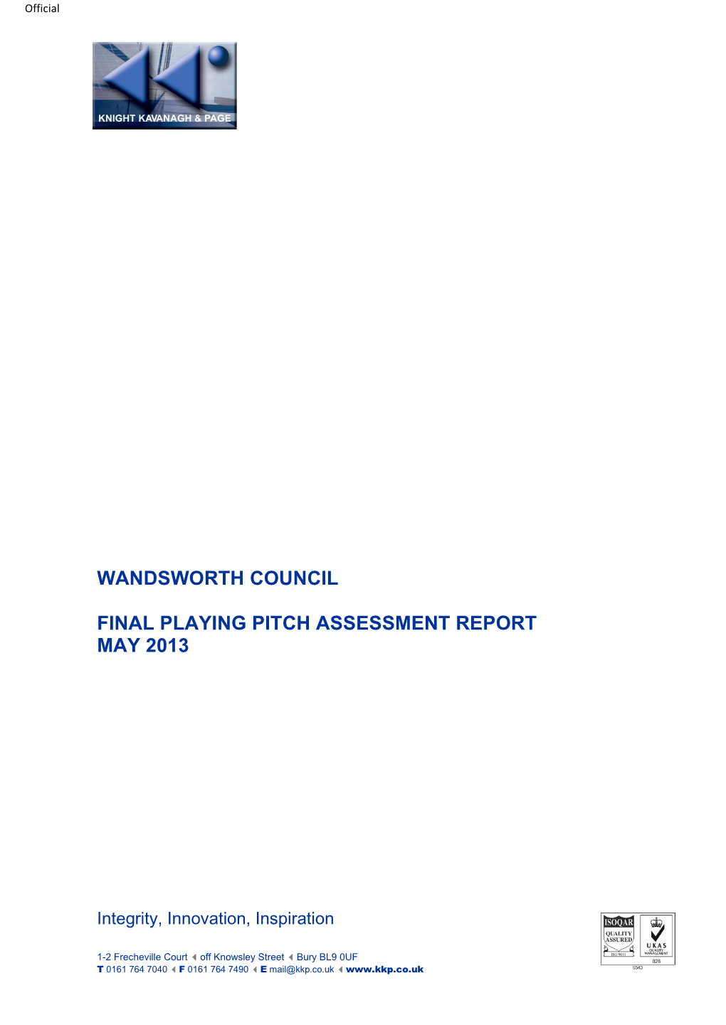 Wandsworth Council Final Playing Pitch Assessment Report May 2013