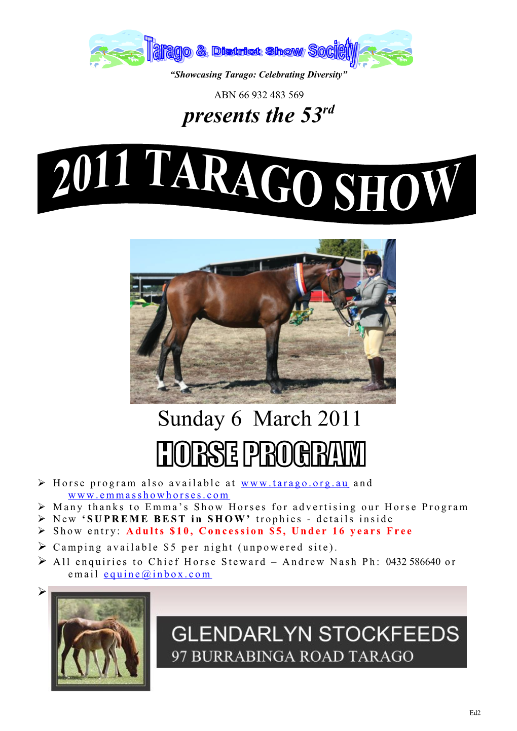 Tarago Show Program