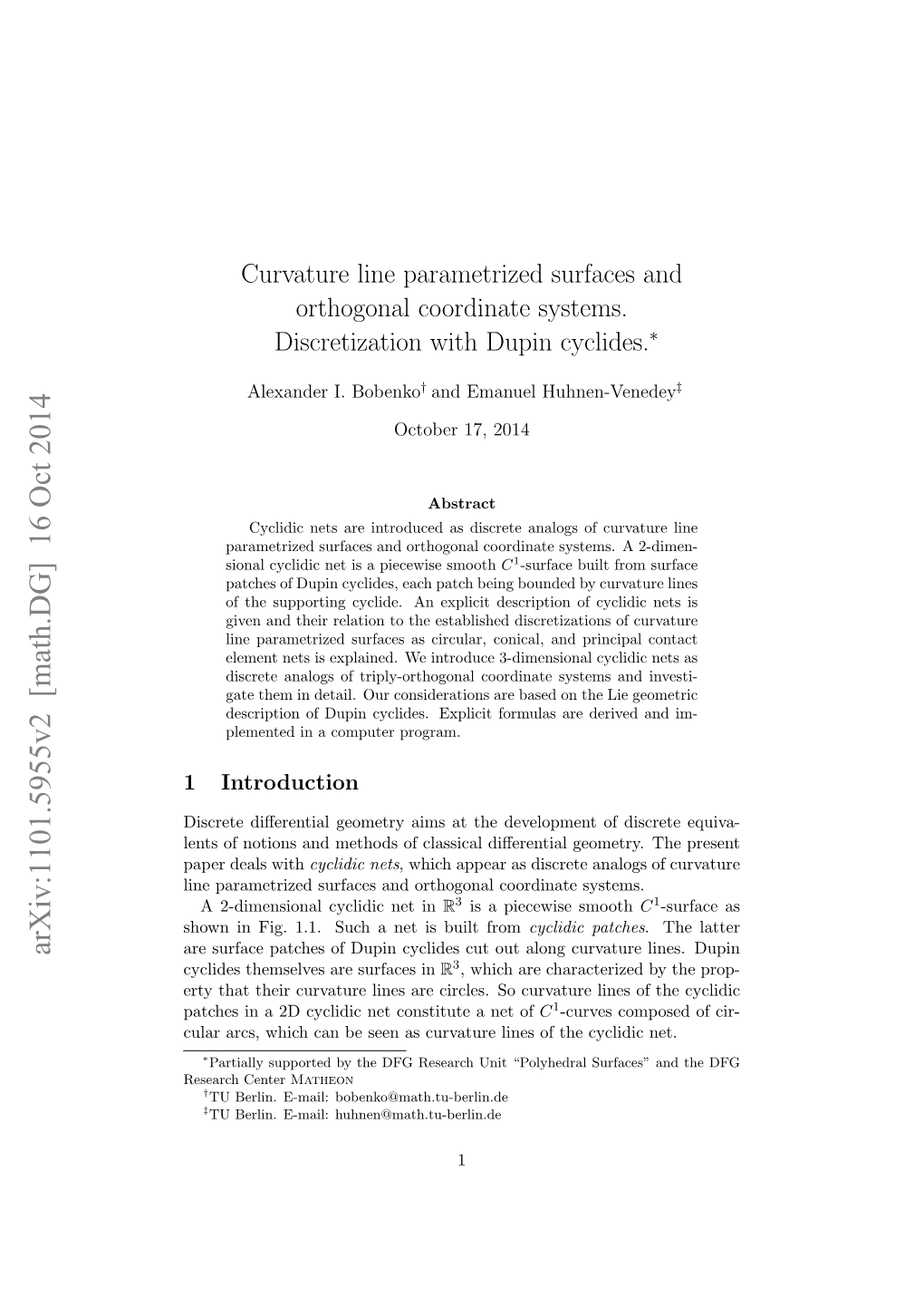 Curvature Line Parametrized Surfaces and Orthogonal Coordinate Systems