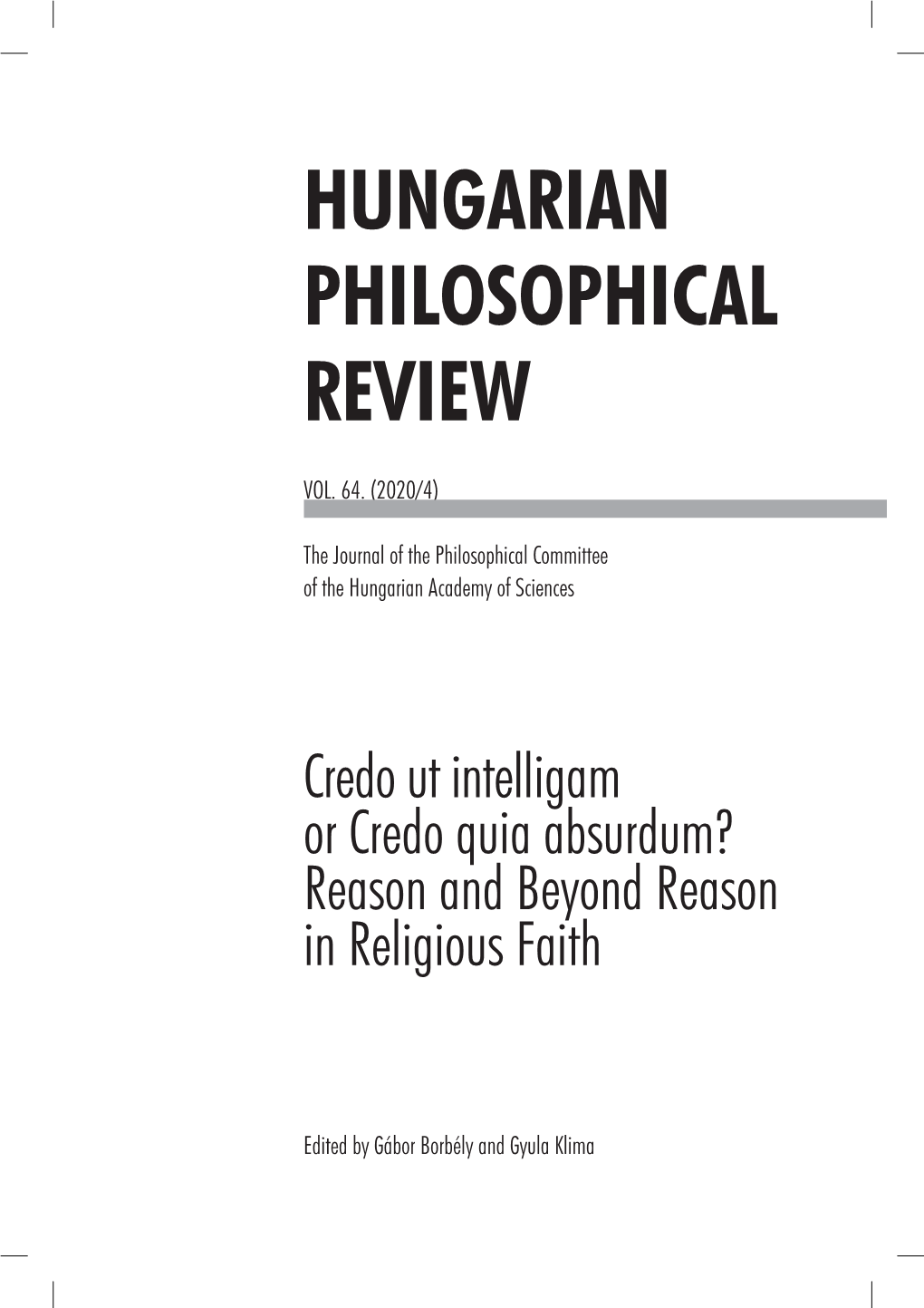 Hungarian Philosophical Review