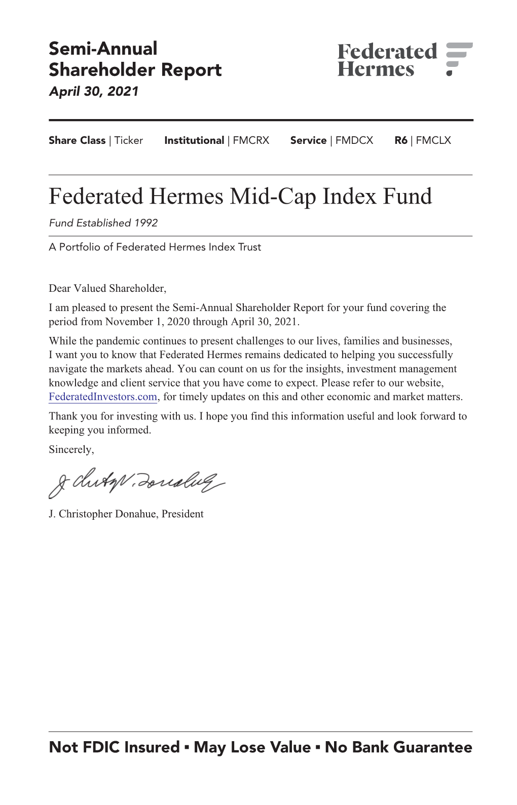 Mid-Cap Index Fund (IS, SS, and R6 Shares)