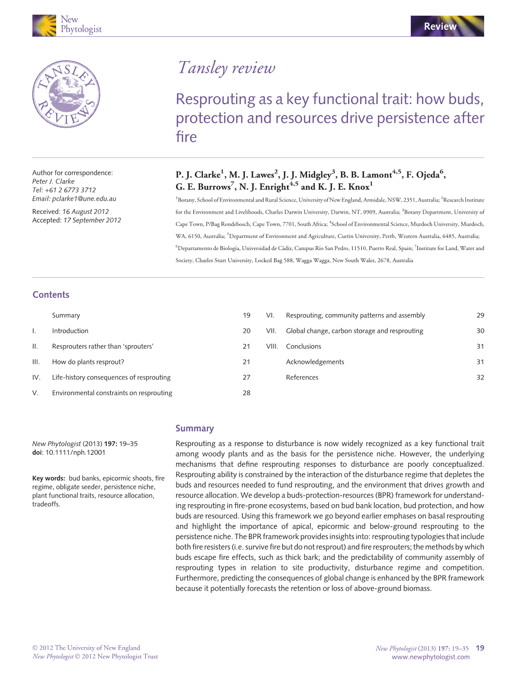 Resprouting As a Key Functional Trait: How Buds, Protection and Resources Drive Persistence After Fire