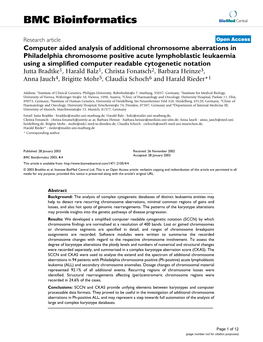 Computer Aided Analysis of Additional Chromosome Aberrations in Philadelphia Chromosome Positive Acute Lymphoblastic Leukaemia Using a Simplified Computer Readable Cytogenetic