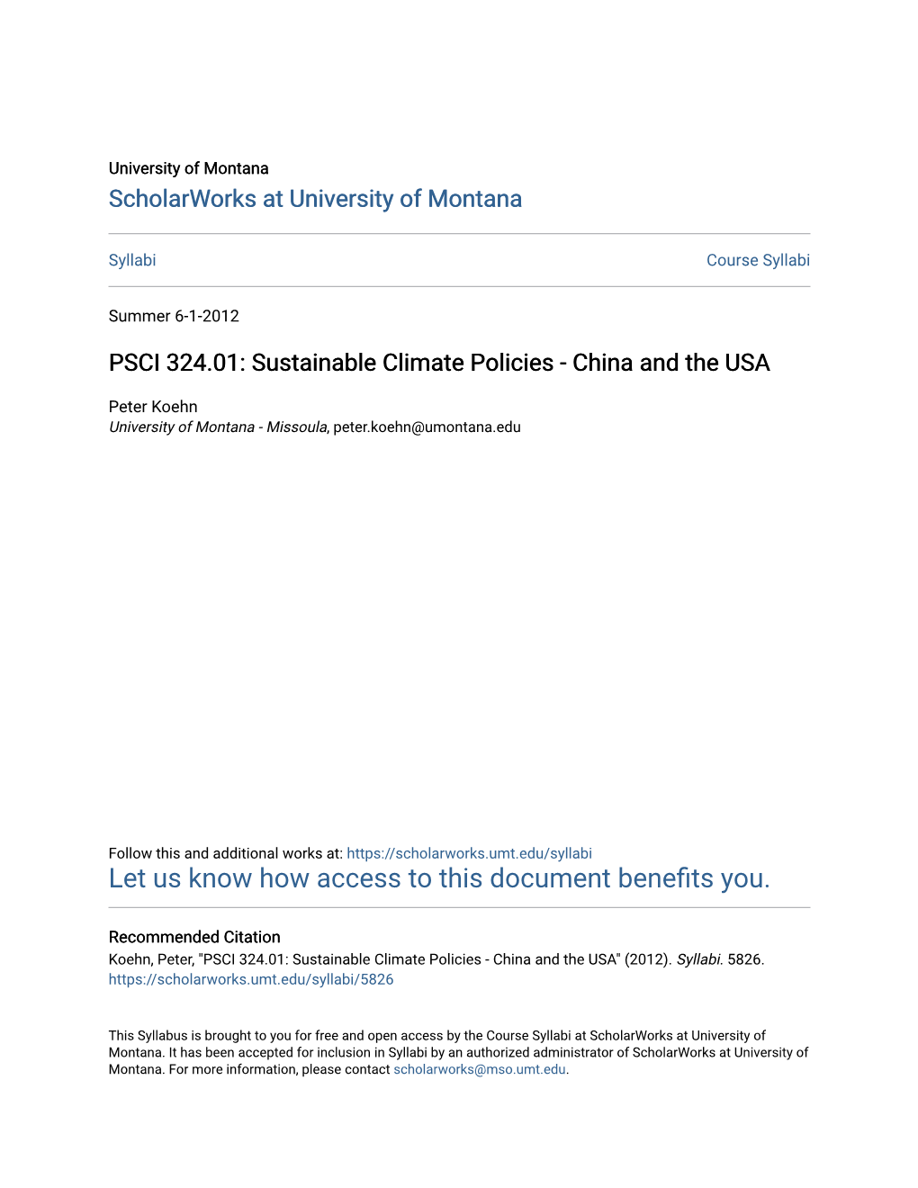 PSCI 324.01: Sustainable Climate Policies - China and the USA