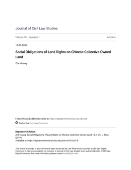 Social Obligations of Land Rights on Chinese Collective-Owned Land