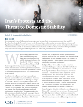 Iran's Protests and the Threat to Domestic Stability