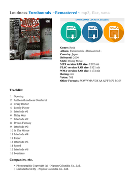 Loudness Eurobounds ~Remastered~ Mp3, Flac, Wma