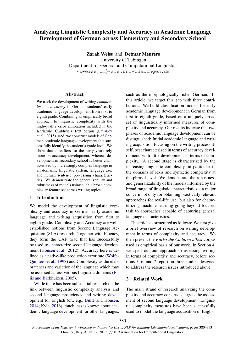 Analyzing Linguistic Complexity and Accuracy in Academic Language Development of German Across Elementary and Secondary School