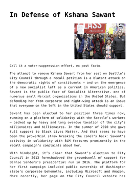 In Defense of Kshama Sawant