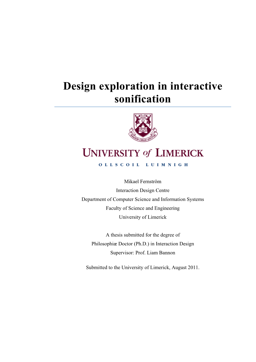 Design Exploration in Interactive Sonification