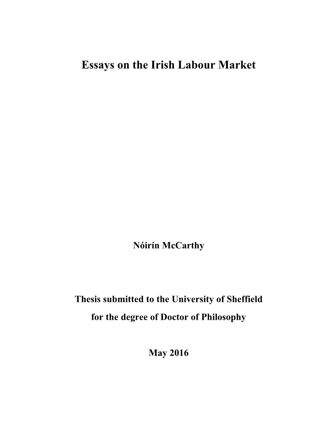 Essays on the Irish Labour Market