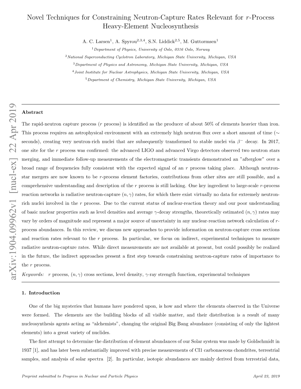 Arxiv:1904.09962V1 [Nucl-Ex] 22 Apr 2019