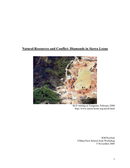 Natural Resources and Conflict: Diamonds in Sierra Leone