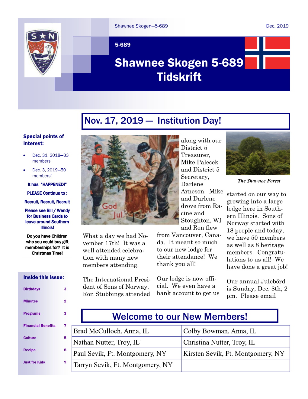 Shawnee Skogen Newsletter December 2019