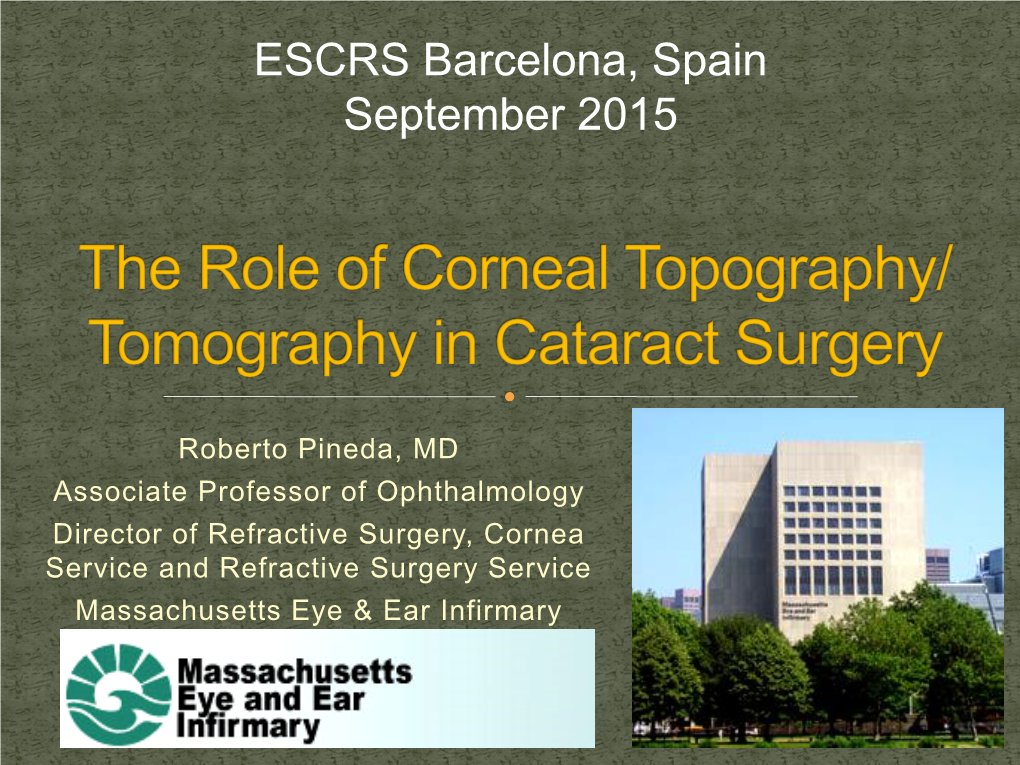 Corneal Topography and Cataract Surgery