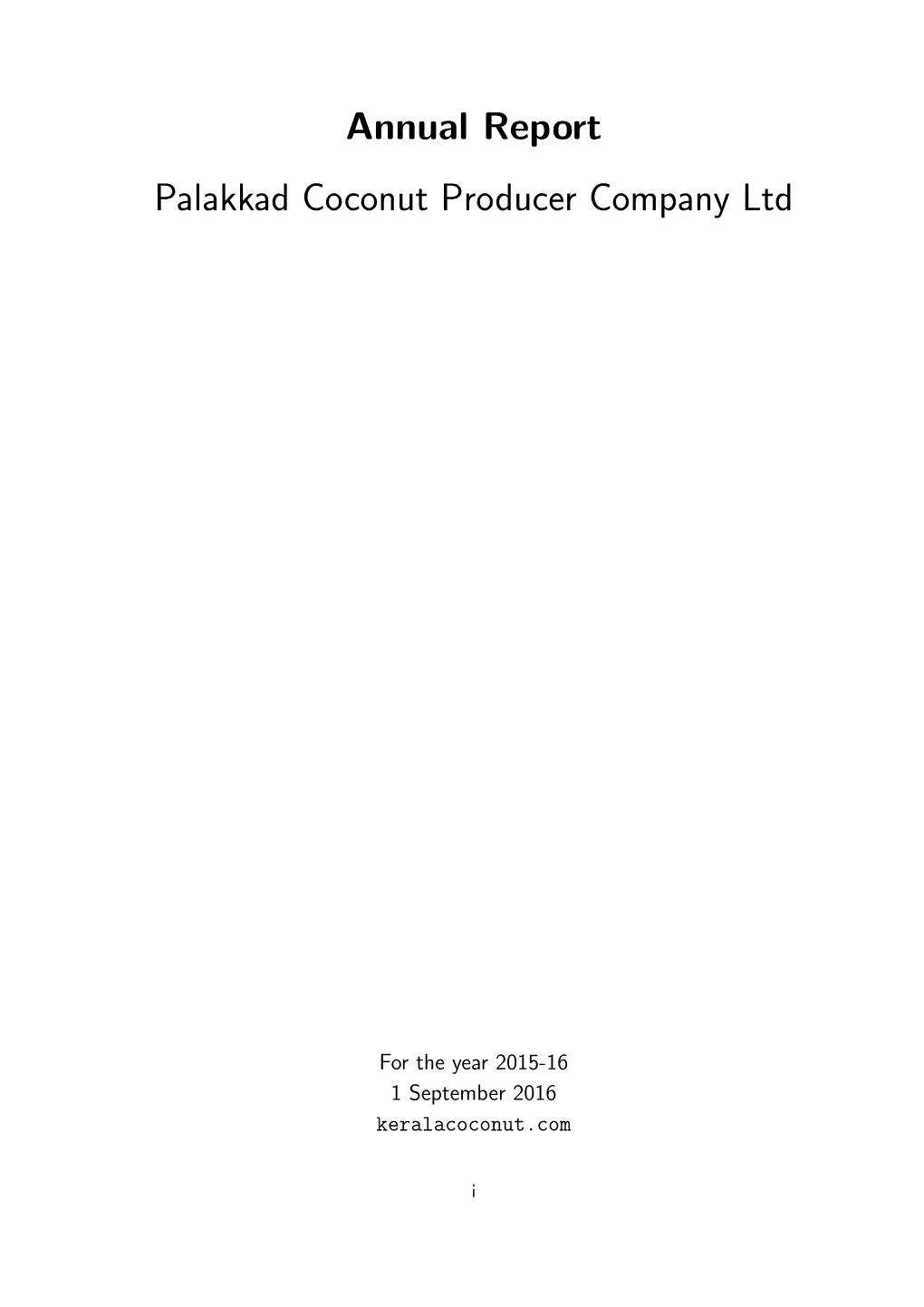 Annual Report Palakkad Coconut Producer Company Ltd