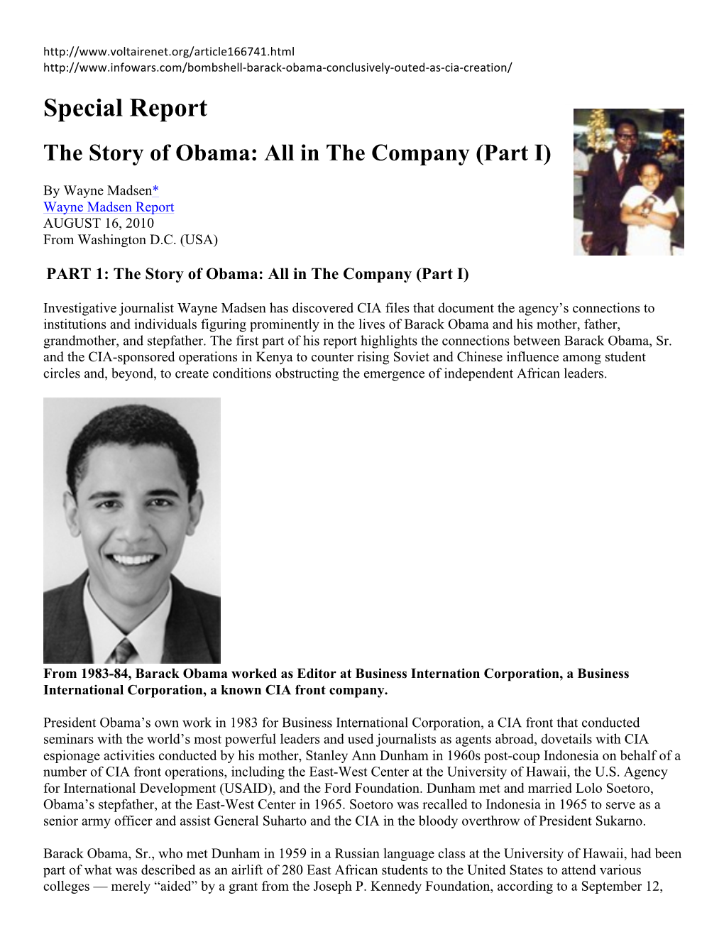 Download Wayne Madsen Obama All in the Company