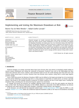 Implementing and Testing the Maximum Drawdown at Risk