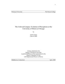 The Unloved Campus: Evolution of Perceptions at the University of Illinois at Chicago