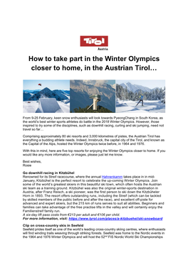 How to Take Part in the Winter Olympics Closer to Home, in the Austrian Tirol…
