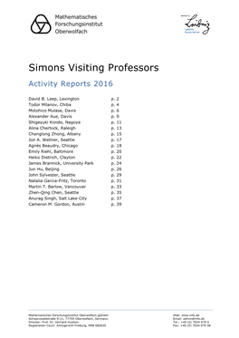Simons Visiting Professors