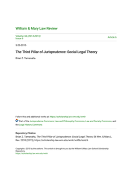 The Third Pillar of Jurisprudence: Social Legal Theory