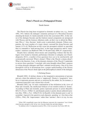 Plato's Phaedo As a Pedagogical Drama