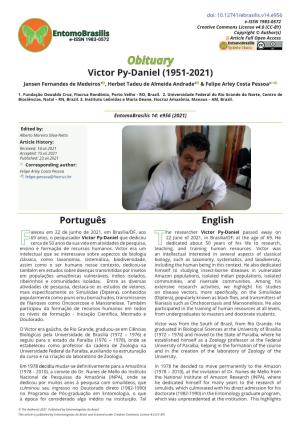Victor Py-Daniel (1951-2021) Jansen Fernandes De Medeiros1 , Herbet Tadeu De Almeida Andrade2 & Felipe Arley Costa Pessoa3