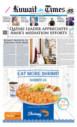 Qatari Leader Appreciates Amir's Mediation Efforts