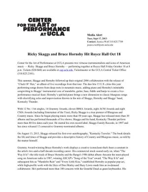 Ricky Skaggs and Bruce Hornsby Hit Royce Hall Oct 18