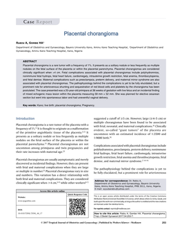 Placental Chorangioma