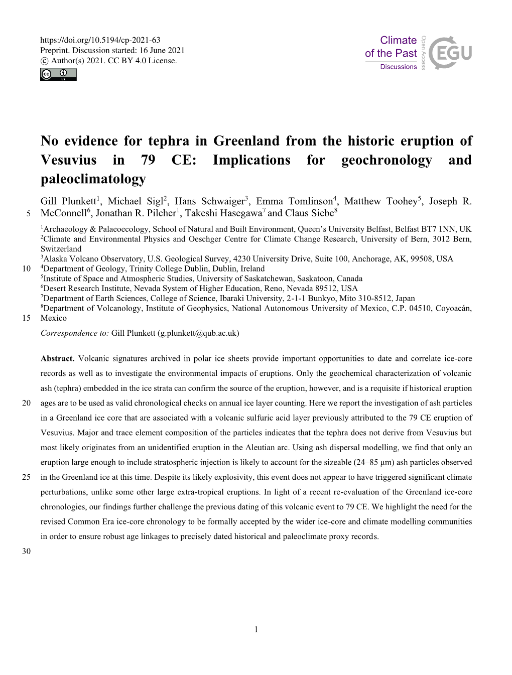 No Evidence for Tephra in Greenland from the Historic Eruption Of