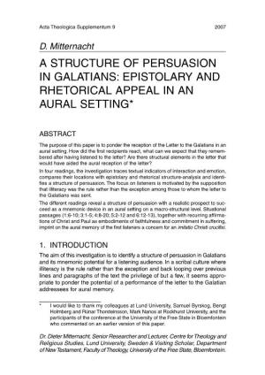 A Structure of Persuasion in Galatians: Epistolary and Rhetorical Appeal in an Aural Setting*