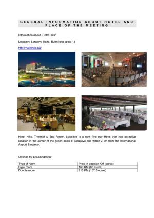 General Information About Hotel and Place of the Meeting
