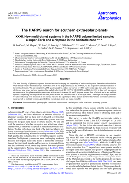The HARPS Search for Southern Extra-Solar Planets