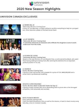 Copy of 2020 Univision Canada New Season Highlights