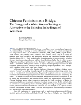 Chicana Feminism As a Bridge: the Struggle of a White Woman Seeking an Alternative to the Eclipsing Embodiment of Whiteness
