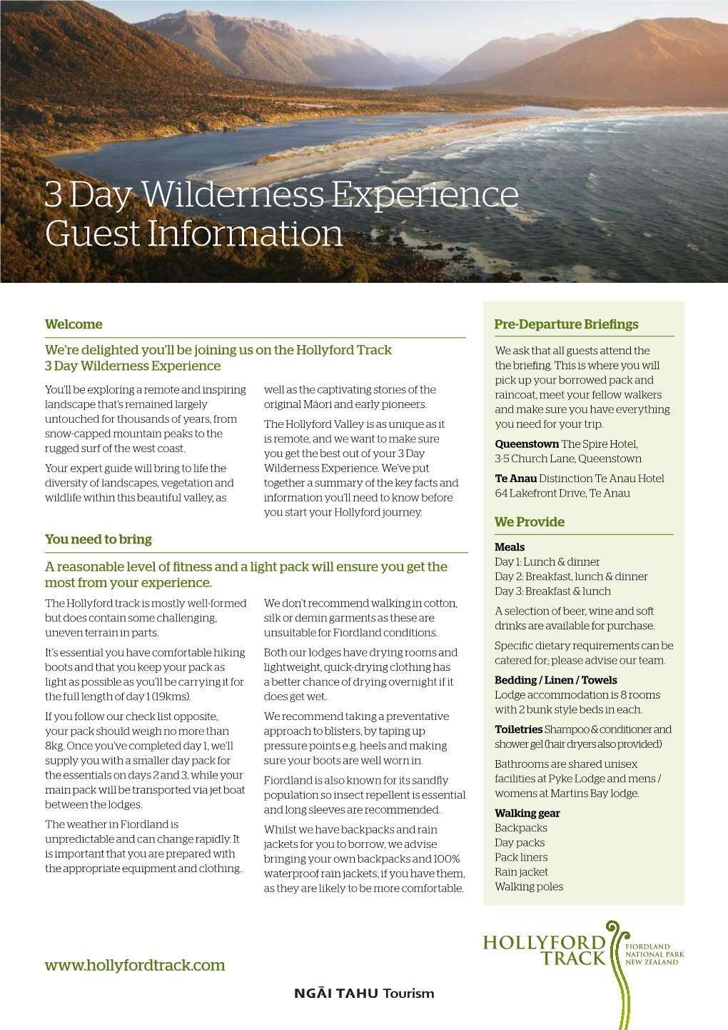 3 Day Wilderness Experience Guest Information