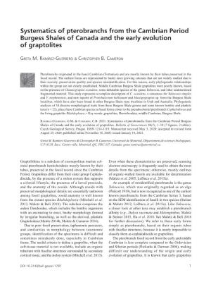 Systematics of Pterobranchs from the Cambrian Period Burgess Shales of Canada and the Early Evolution of Graptolites