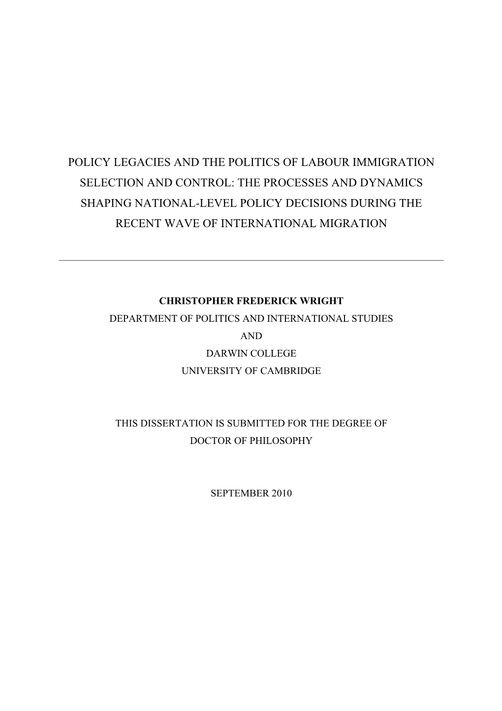 Policy Legacies and the Politics