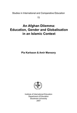 Education, Gender and Globalisation in an Islamic Context