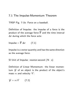 7.1 the Impulse-Momentum Theorem