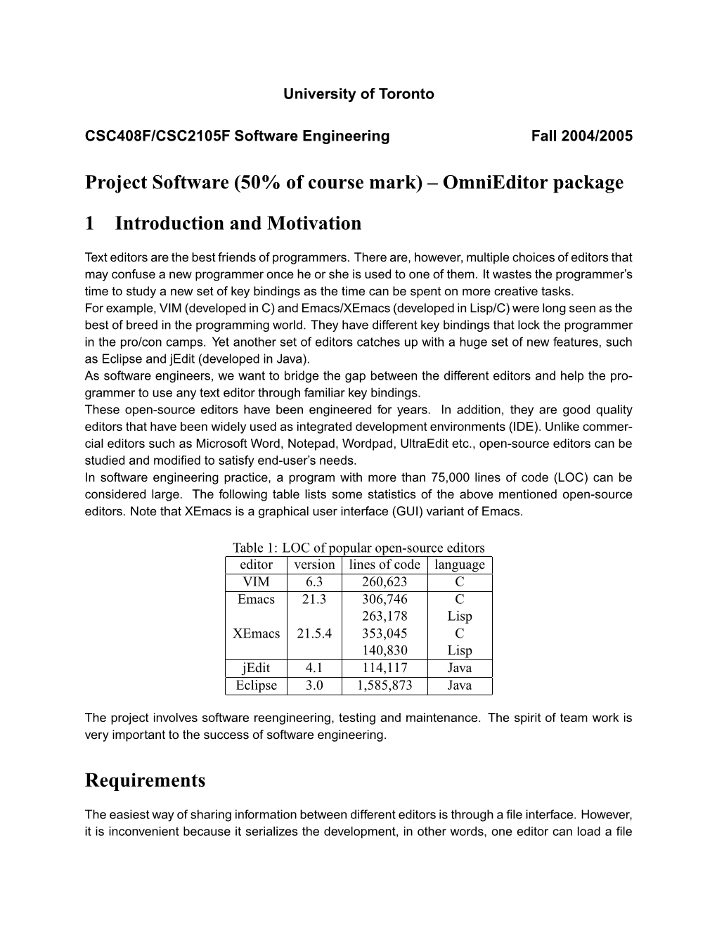 Software System Description