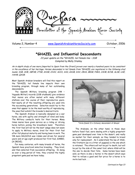 *GHAZEL and Influential Descendants 23 Year Update on the *G HAZ EL Tail Fem Ale Line – SSB Com Piled by M Olly Stanley